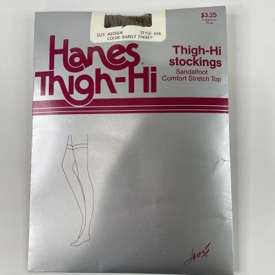 Hanes Thigh High Barely There Stockings Size Med Vtg 1980s