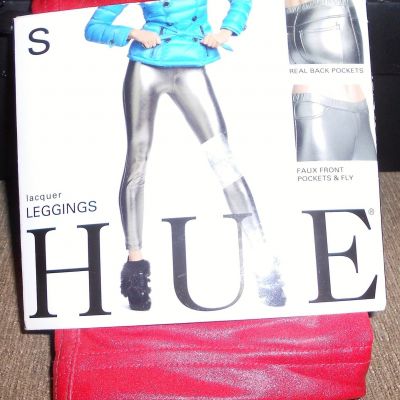 HUE RED LACQUER LEGGINGS SIZE S--NEW
