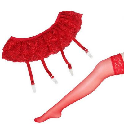 US Women Lace Garter Belt Stockings Sexy Thigh-Highs Stay Up Over Knee Long Sock