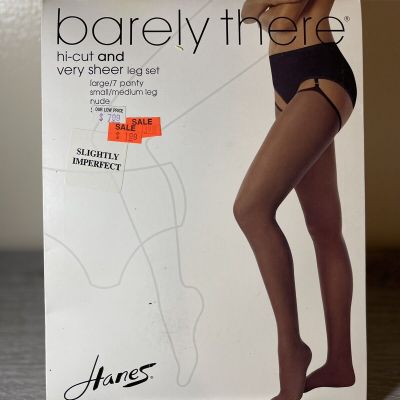 Hanes Barely There Bikini Sheer Leg Set Slightly Imperfect Black Sz 7 L- Med Leg