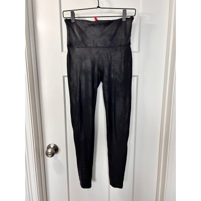 Spanx Women Pull-On Faux Leather Shiny Leggings Going Out Retro Black Size Large