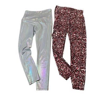 ZYIA | Shiny Silver & Under Armour Red Patterned Leggings Woman’s Medium