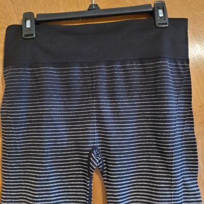 Marika Women's Size Large Black Gray Striped Activewear Leggings