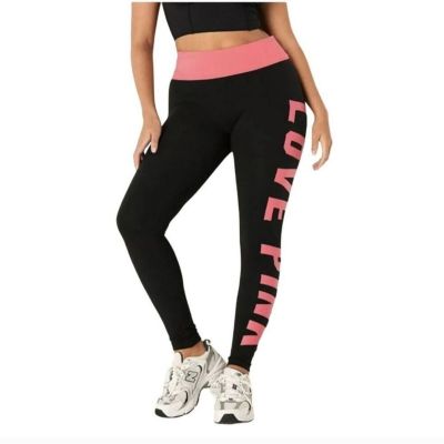 Y2K Victoria's Secret PINK Love Athletic Stretch Workout Yoga Leggings Black XL