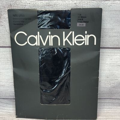 Calvin Klein 134 Nite lites Control Top Shimmer Pantyhose Jet Black Size B