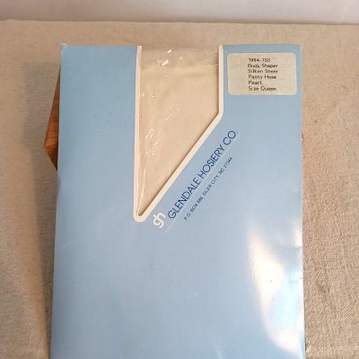 Glendale Hosiery Queen Plus Silken Sheer Body Shaper Pantyhose Pearl VTG USA