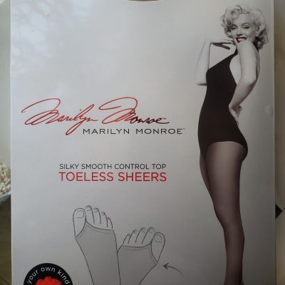 NIP Marilyn Monroe Silky Smooth Control Top Toeless Sheers Pantyhose Size B Nude