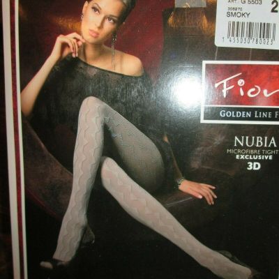 FIORE  NUBIA 3D PATTERNED  60 DENIER PANTYHOSE TIGHTS 3 SIZES COLOR IS SMOKY