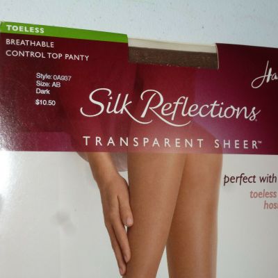 LOT OF 2: Hue Control Top Pantyhose, size 1, and Hanes Toeless Pantyhose, sz AB