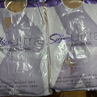 Vintage NOS Silkies Ultra Control Top Soft Dimensions Large Nude 2 Pair