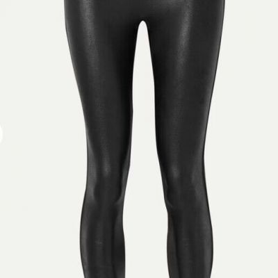 SPANX Faux Leather Shiny LEGGINGS-#2437-BLACK-Size XL-29” Actual Waist-VGUC!