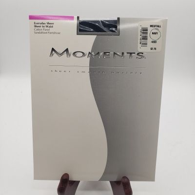 Moments Navy Blue 4333 Pantyhose Hosiery Sheer Sandalfoot Size Med/Tall