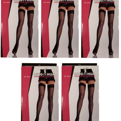 Lot of Fishnet Thigh High Stockings with Lace Top Adult Womens Std Hoseiry