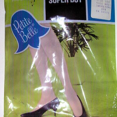 Vintage Petite Belle Nude Heel Smoketone Hose Stockings 10.5 NOS