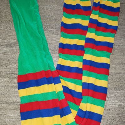 womens footless TIGHTS STRIPES green red yellow blue ONE SIZE FIT MOST HALLOWEEN