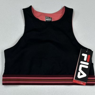 Fila Women's Don't Sweat It Bra Top, Black/Pink, Size M