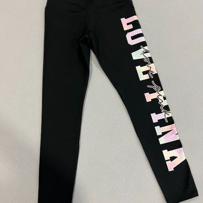 Pink Victorias Secret Leggings Womens Medium Black Causal Yoga Stretch Love Pink