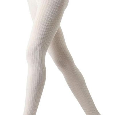 Ribbed Cotton Blend Sweater Tights Small-Medium Winter White New With Tags