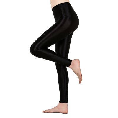US Women's Shiny Metallic Performance Clubwear Tights Yoga Pants Dance Running