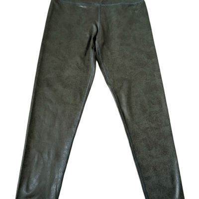 AEO Aerie Offline Faux Leather Leggings size L Green Shiny