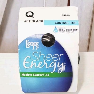 Leggs Sheer Energy Medium Support Control Top Leg Jet Black Size Q #65609
