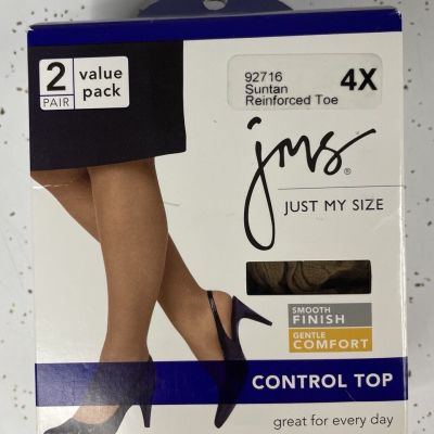 NEW 2 pack Just My Size Pantyhose Nylons Stockings Suntan Size 4X 92716