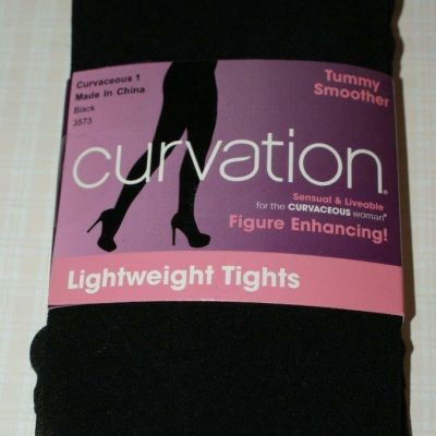 CURVATION Black Lightweight Tights Tummy Smoother Size 1 (165-195 lbs) NEW!
