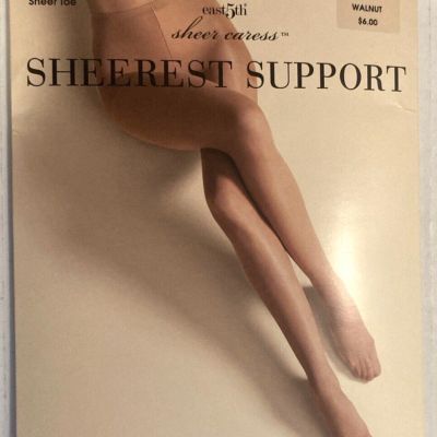 East 5th Sheer Caress, Sheerest Support Pantyhose # 6698 Queen Short, Walnut PH7