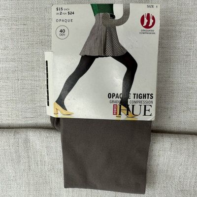 Hue Womens Opaque Tights Graduated Compression Stoneware Size 1