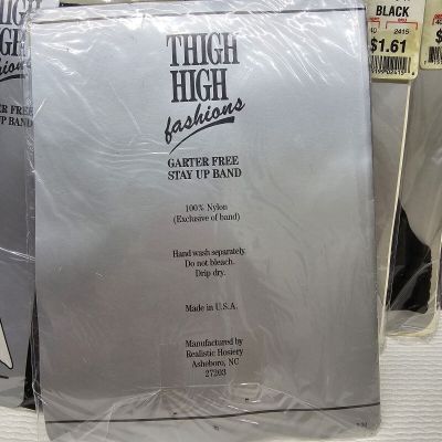 5 Pairs Thigh High Nylons Size Average/Tall New In Package Vintage Black Stay Up