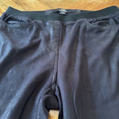 ABS Black Pleather Pebbled Soft Suede Legging Elastic Waist Pull On Fitted Style