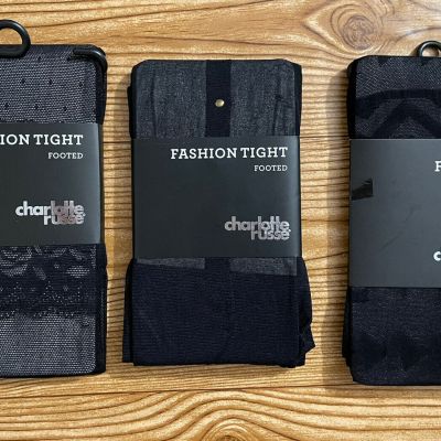 Charlotte Russe Fashion Tight Footed Nylon Black Variety Design Size S/M NIP