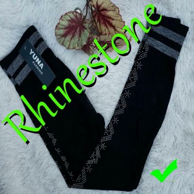 Rhinestone Pattern Leggings Christmas Solid Black Snowflake CRYSTAL BLING K8