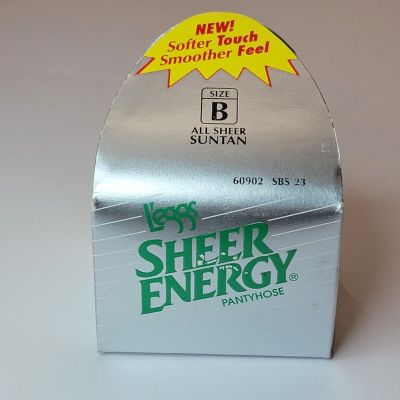 L'eggs Sheer Energy Pantyhose Size B All Sheer Suntan, New (NOS) Vintage 1992