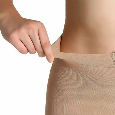 MANZI 2 Pairs Run Resistant Control Top Panty Hose Opaque, Suntan, Size Small