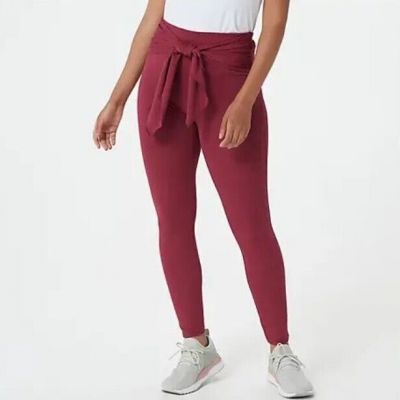 zuda Z-Move Full Length Leggings with Tie Waist Bright Berry, Small