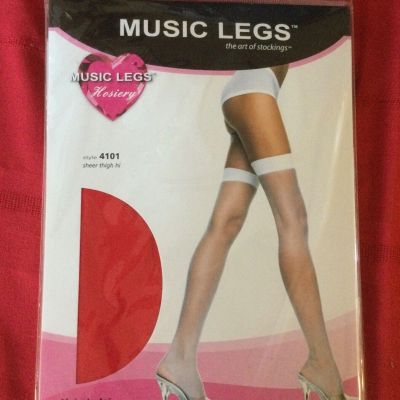 Music Legs Sexy Sheer Red Thigh Hi style 4101 5’-5’10 (100-175 lbs)
