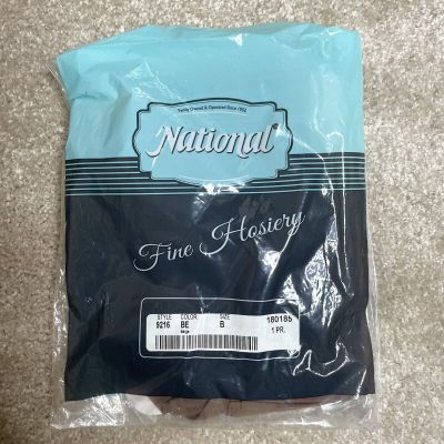 National Fine Hosiery Pantyhose Size B Color Beige Style 9216 Girdle Top US Made