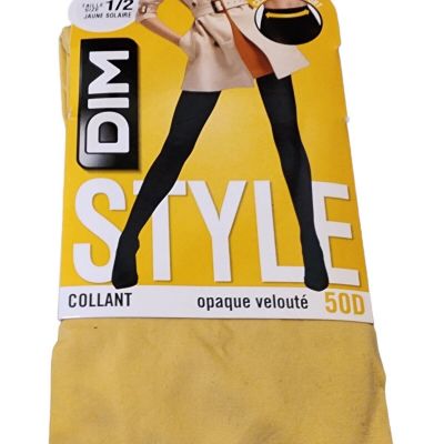 DIM Style  50D Womens Opaque Tights Ceinture Confort Size 1/2 Jaune Solaire
