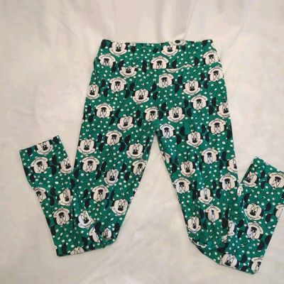 LulaRoe Disney Leggings Green with white polka dots Minnie Mouse size OD