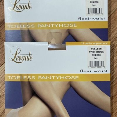 3 Toeless Flexi-Waist Pantyhose Sz Tall Sughero( Medium Natural) Levante