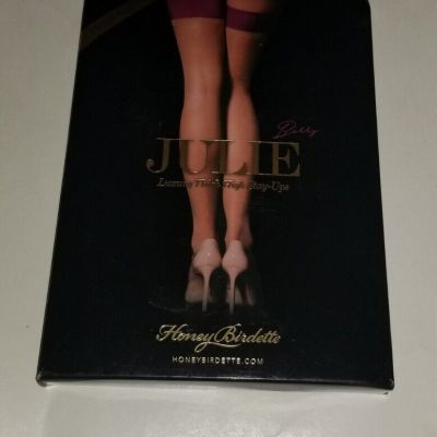 Honey Birdette Julie Berry Stockings Luxury Thigh High Stay Ups size Small new