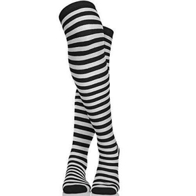 Black and White Socks - Over the Knee Striped Thigh High Costume Accessories