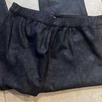 soft surroundings Women XL Black Faux Leather  Style Zip Front Leggings  Pants R
