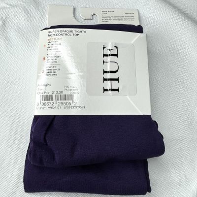 HUE Aubergine Purple Super Opaque Tights Womens Size 1 U11923 2 Pairs New