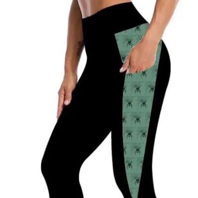 VAL clothing co teal spider leggings w/ pockets Size T&C