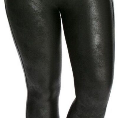 SPANX Faux Leather Shiny LEGGINGS-#2437P-BLACK-Size 3X Petite-35” Actual Waist