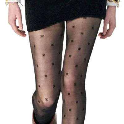 BRAND NEW CHANEL AUTHENTIC RUNWAY  CC LOGO STOCKINGS TIGHTS PANTYHOSE SIZE SMALL