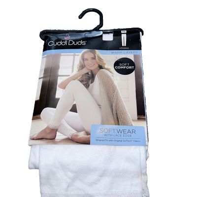 NWT CUDDL DUDS Soft Wear Lace Edge Warm Layers White Legging CD9622235 Sz 1X