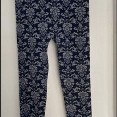 NWT Gold Medal leggings stretchy navy patterned fashion Pants Woman’s Size L/XL*